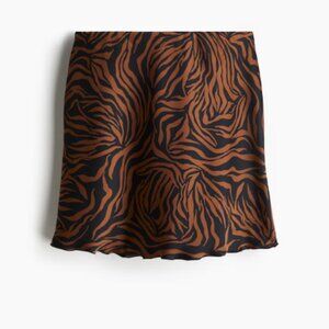 Satin Slip Skirt, Brown/patterned